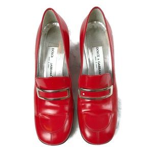 Dolce & Gabbana Red Chunky Heels 37 1/2